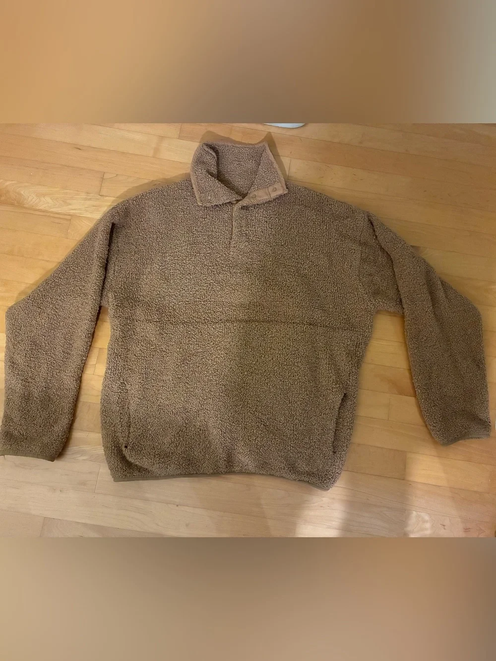 SKIMS Quarter Snap Sherpa Fleece Pullover - Camel